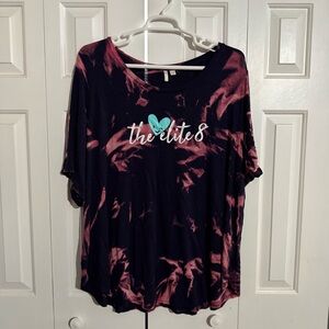 Women's Tie-Dye Top - Black and Pink